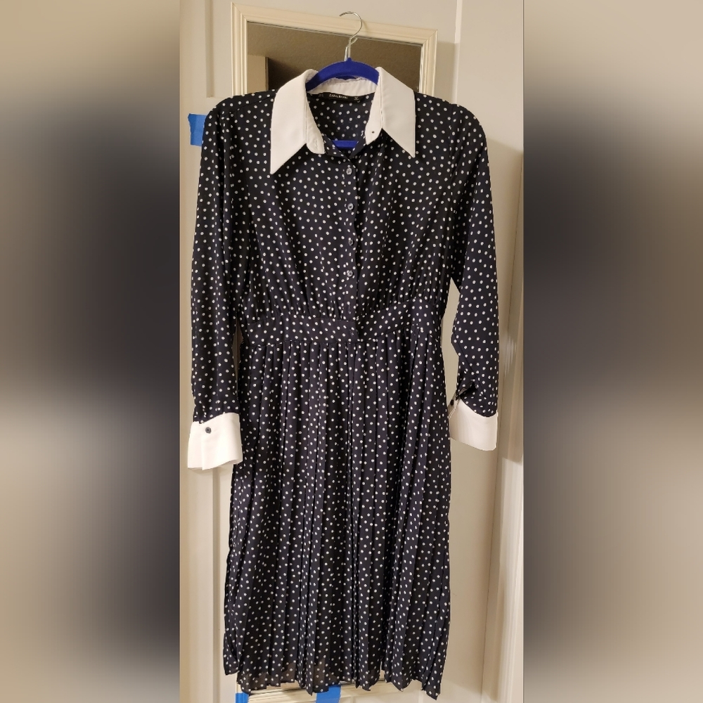Zara Polka Dot Long Sleeves Dress - L